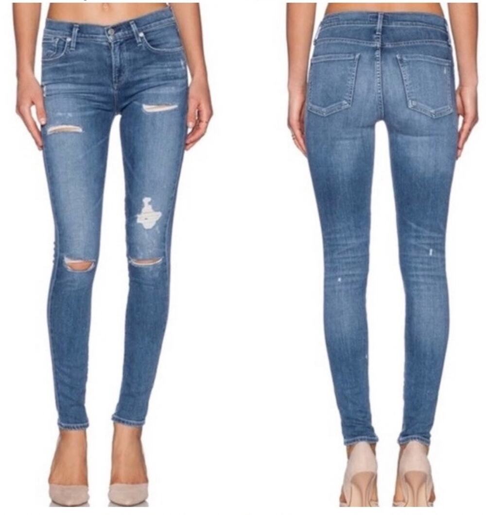 AGOLDE Sophie Skinny Jeans High-Rise Distressed Cannes Ripped Denim Size 26